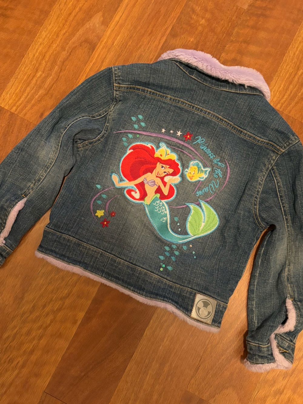 Disney Princess The Little Mermaid Princess Ariel Denim Jacket Girls Small 5/6